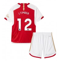 Camiseta Arsenal Jurrien Timber #12 Primera Equipación Replica 2023-24 para niños mangas cortas (+ Pantalones cortos)